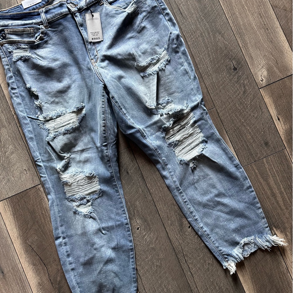 Judy Blue Plus Size Mid Rise Monroe Distressed Boyfriend Mom Jeans - Picture 2 of 8